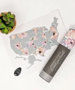 Suade Stationery Desk Size Romantic USA Scratch Your Travel Map 11"x8.5"