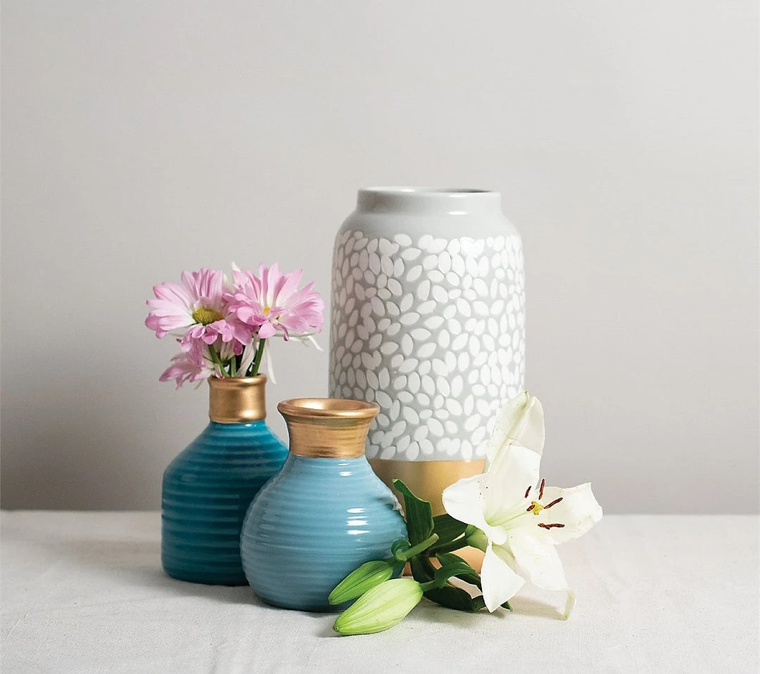 Foreside Home & Garden Gray Leaf Metallic Vase Home Goods Foreside Home & Garden Gray Leaf Metallic Vase Home Goods